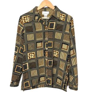 Vintage 80s/90s Jordan New York Geometric Abstract Print Button Up Blouse S
